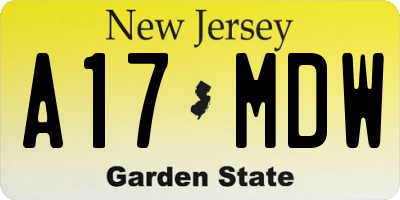 NJ license plate A17MDW