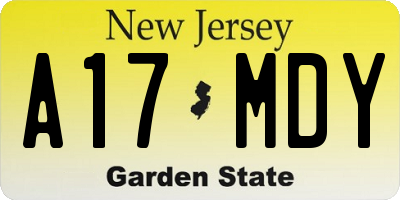 NJ license plate A17MDY