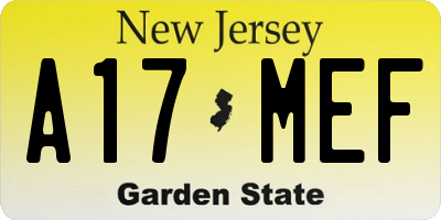 NJ license plate A17MEF