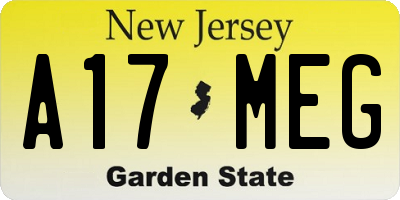 NJ license plate A17MEG