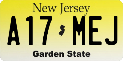 NJ license plate A17MEJ