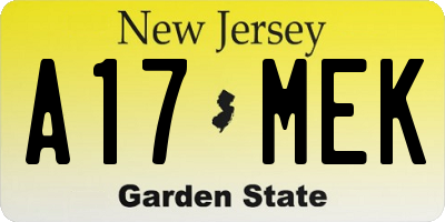 NJ license plate A17MEK