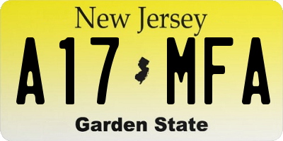 NJ license plate A17MFA
