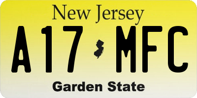 NJ license plate A17MFC