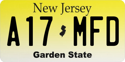 NJ license plate A17MFD