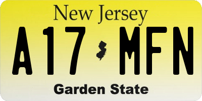 NJ license plate A17MFN