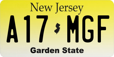 NJ license plate A17MGF