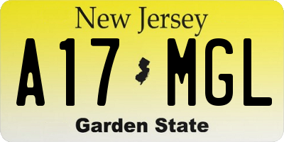 NJ license plate A17MGL