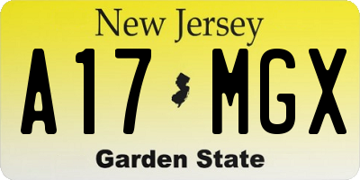NJ license plate A17MGX