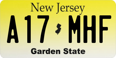 NJ license plate A17MHF