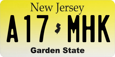 NJ license plate A17MHK
