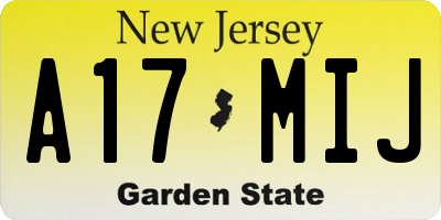 NJ license plate A17MIJ