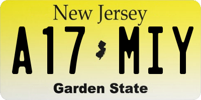 NJ license plate A17MIY