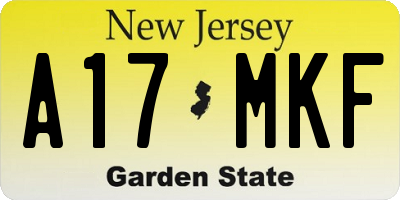 NJ license plate A17MKF