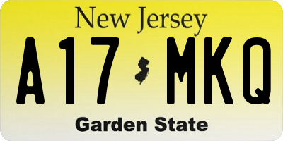NJ license plate A17MKQ
