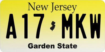 NJ license plate A17MKW