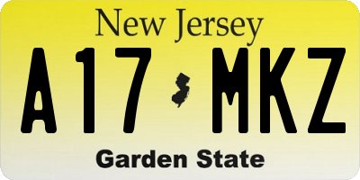 NJ license plate A17MKZ