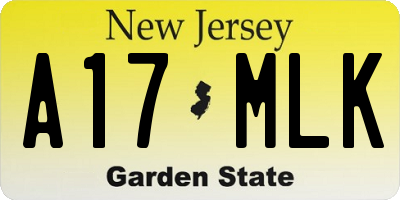 NJ license plate A17MLK