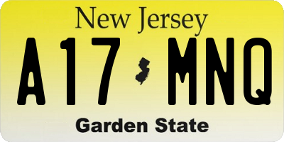 NJ license plate A17MNQ