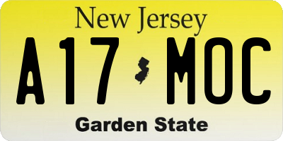 NJ license plate A17MOC