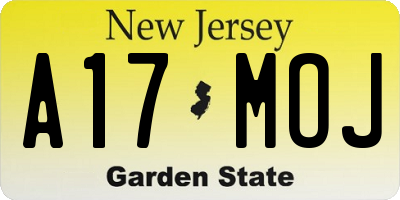 NJ license plate A17MOJ