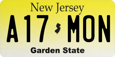 NJ license plate A17MON