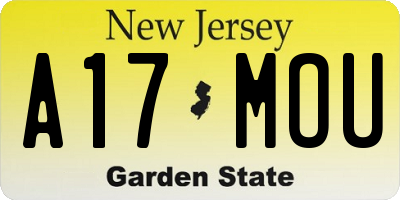NJ license plate A17MOU