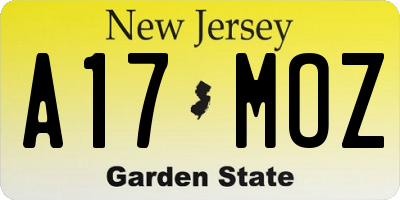 NJ license plate A17MOZ