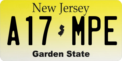 NJ license plate A17MPE