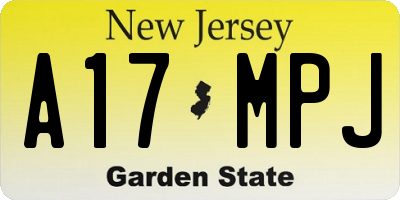 NJ license plate A17MPJ