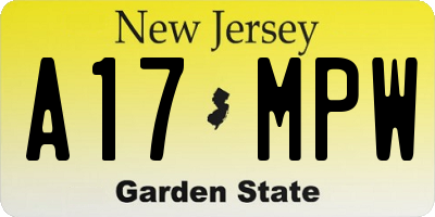 NJ license plate A17MPW