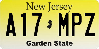 NJ license plate A17MPZ