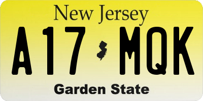 NJ license plate A17MQK