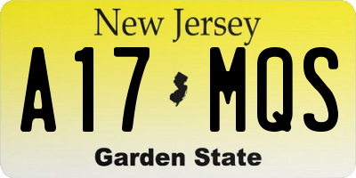 NJ license plate A17MQS