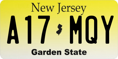 NJ license plate A17MQY