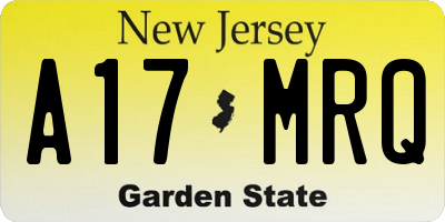 NJ license plate A17MRQ
