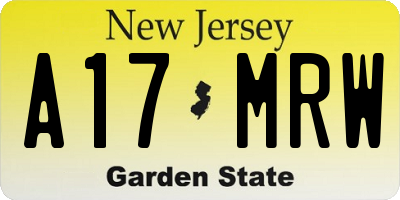 NJ license plate A17MRW