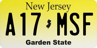 NJ license plate A17MSF