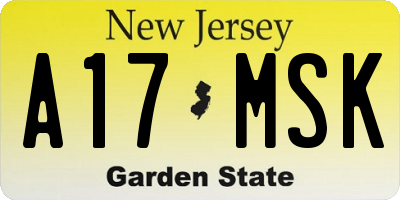 NJ license plate A17MSK
