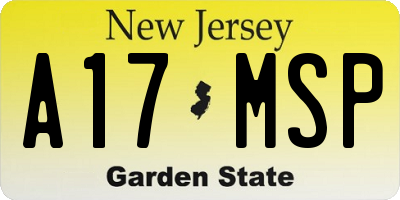 NJ license plate A17MSP