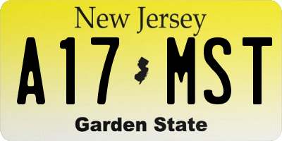 NJ license plate A17MST