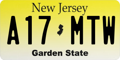 NJ license plate A17MTW
