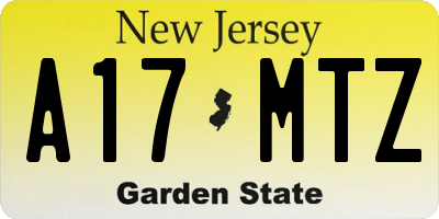 NJ license plate A17MTZ