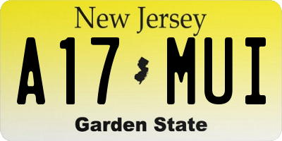 NJ license plate A17MUI
