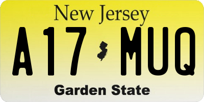 NJ license plate A17MUQ