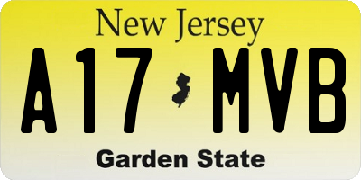 NJ license plate A17MVB