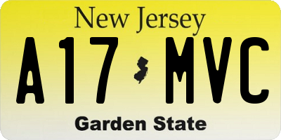 NJ license plate A17MVC