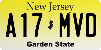 NJ license plate A17MVD