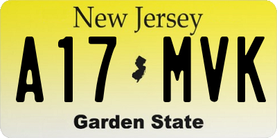 NJ license plate A17MVK