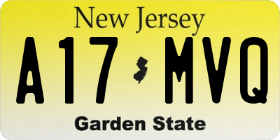 NJ license plate A17MVQ